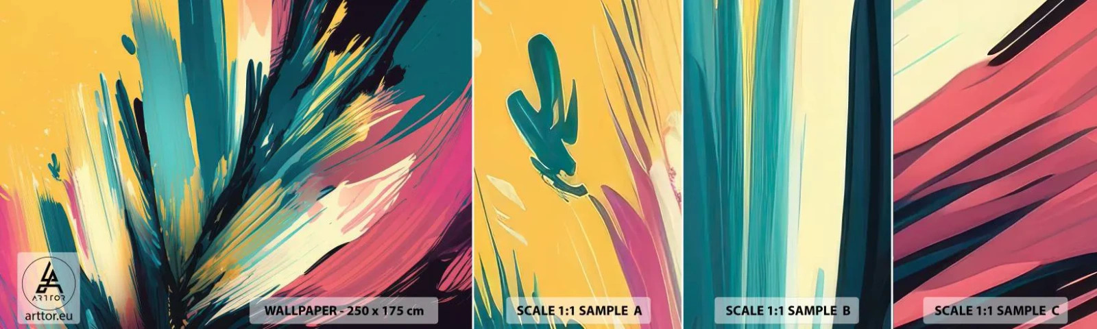 Échantillon de Papier Peint Autocollant Deluxe Sticker - Composition – une explosion de joie - Abstractionnisme, Morceau, Moderne - 100x30 cm