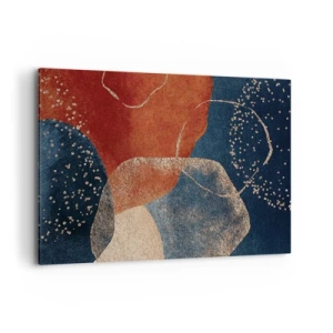 Impression sur toile - Image sur toile - Formes abstraites dans des tons de rouge et de bleu - 100x70cm - La légèreté de l'être - Décoration murale moderne pour le salon et la chambre ARTTOR