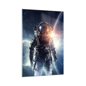 Impression sur verre - Image sur verre - Astronaute avec en arrière-plan l'espace et la planète Terre - 80x120cm - Aventure spatiale - Décoration murale moderne pour le salon et la chambre ARTTOR