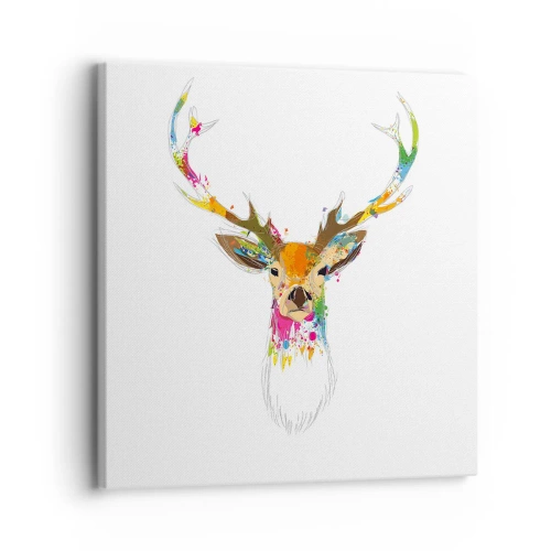 Impression sur toile - Image sur toile - Un cerf doux baigné de couleur - 30x30 cm