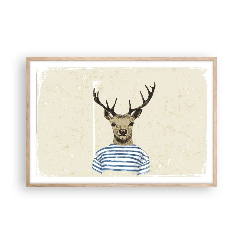 Affiche dans un chêne clair - Poster - Parce que j'aime les chemises rayées - 91x61 cm