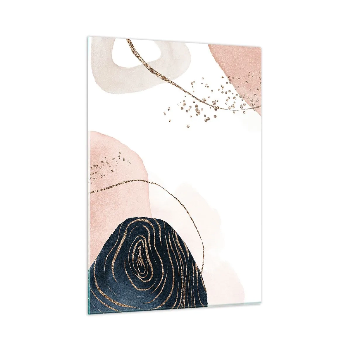 Impression sur verre - Image sur verre - Formes abstraites avec des accents dorés - 50x70cm - Tout coule - Décoration murale moderne pour le salon et la chambre ARTTOR