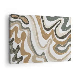 Impression sur toile - Image sur toile - Motifs terreux dans des tons de marron et de vert - 70x50cm - Méandres de couleurs de la terre - Décoration murale moderne pour le salon et la chambre ARTTOR