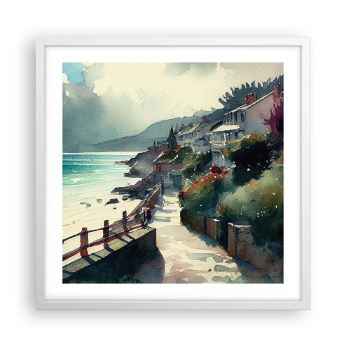 Affiche dans un cadre blanc - Poster - Ville méditerranéenne - 50x50 cm