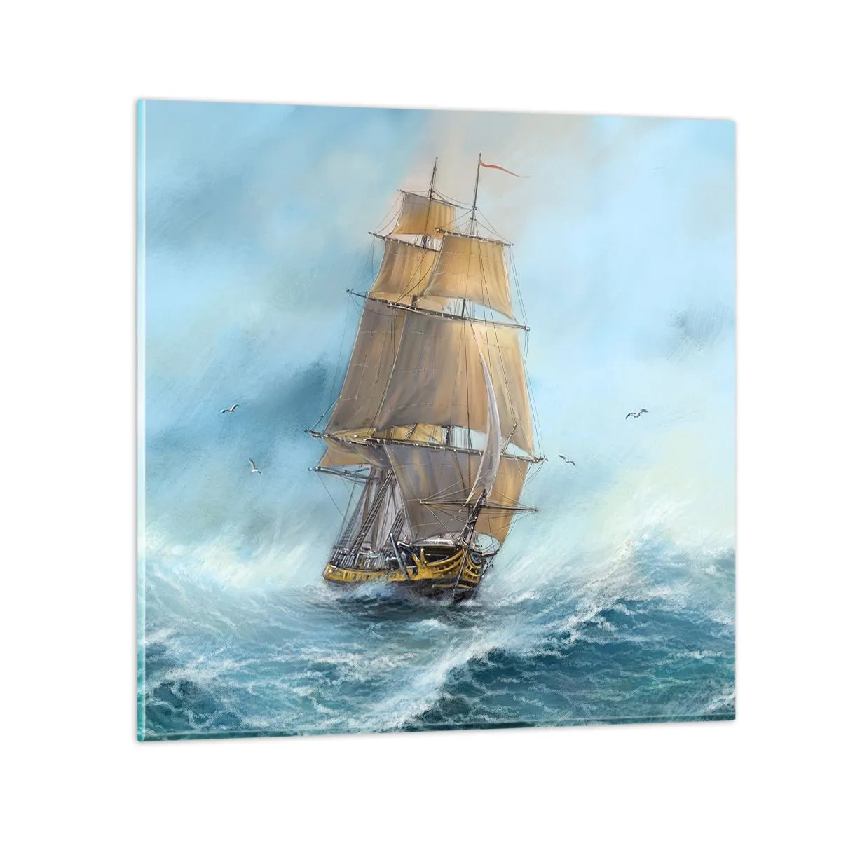 Impression sur verre - Image sur verre - Se précipitant sur les vagues - 60x60 cm
