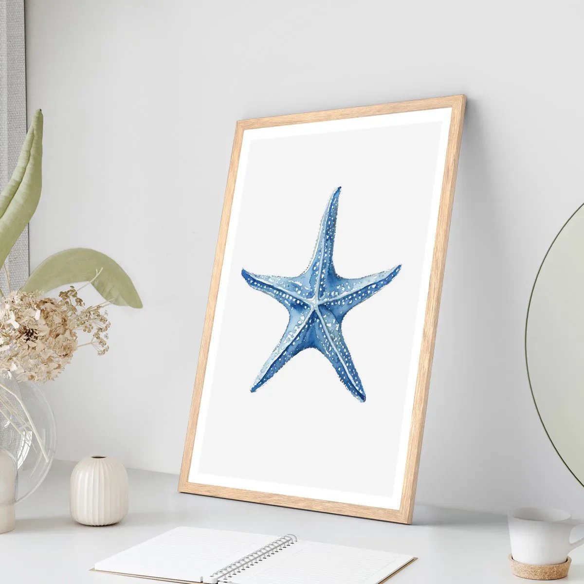 Affiche dans un chêne clair - Poster - Étoile de mer - 50x70 cm