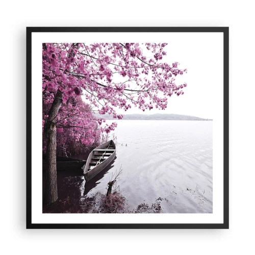 Affiche dans un cadre noir - Poster - Dans un silence rose - 60x60 cm