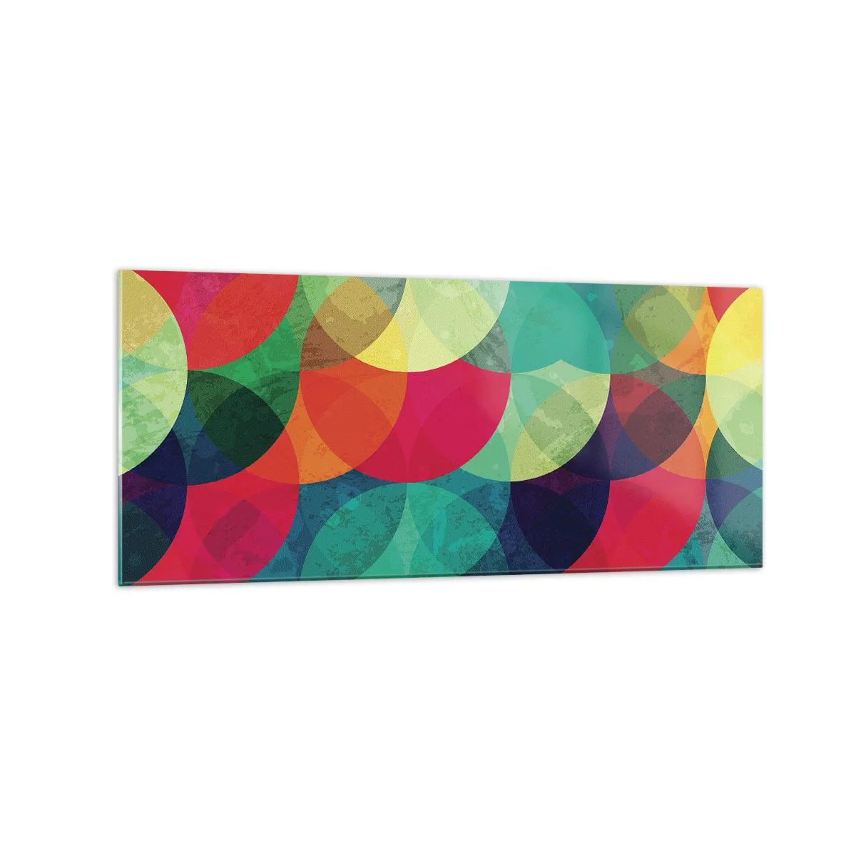 Impression sur verre - Image sur verre - Motifs géométriques colorés composés de cercles et de demi-cercles - 120x50cm - Ascension - Décoration murale moderne pour le salon et la chambre ARTTOR