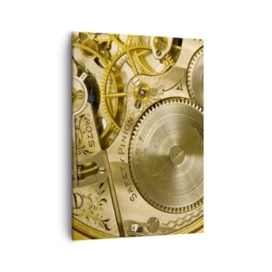 Impression sur toile - Image sur toile - Mécanisme de montre avec engrenages et détails visibles - 50x70cm - Marcher avec son temps - Décoration murale moderne pour le salon et la chambre ARTTOR