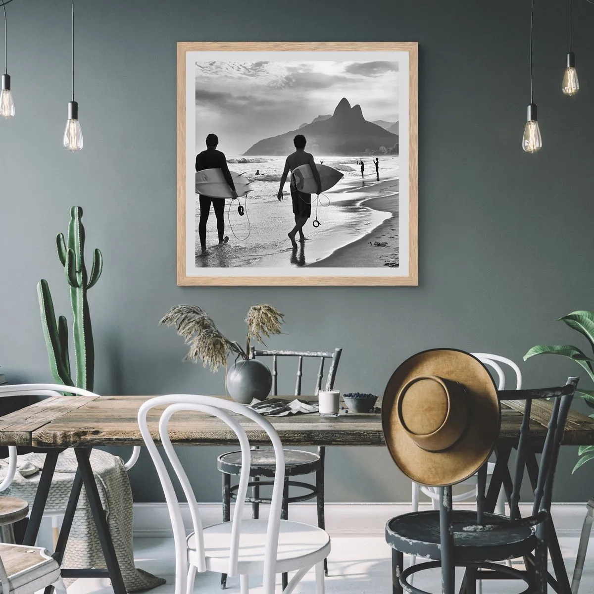 Affiche dans un chêne clair - Poster - Samba sur une vague - 40x40 cm