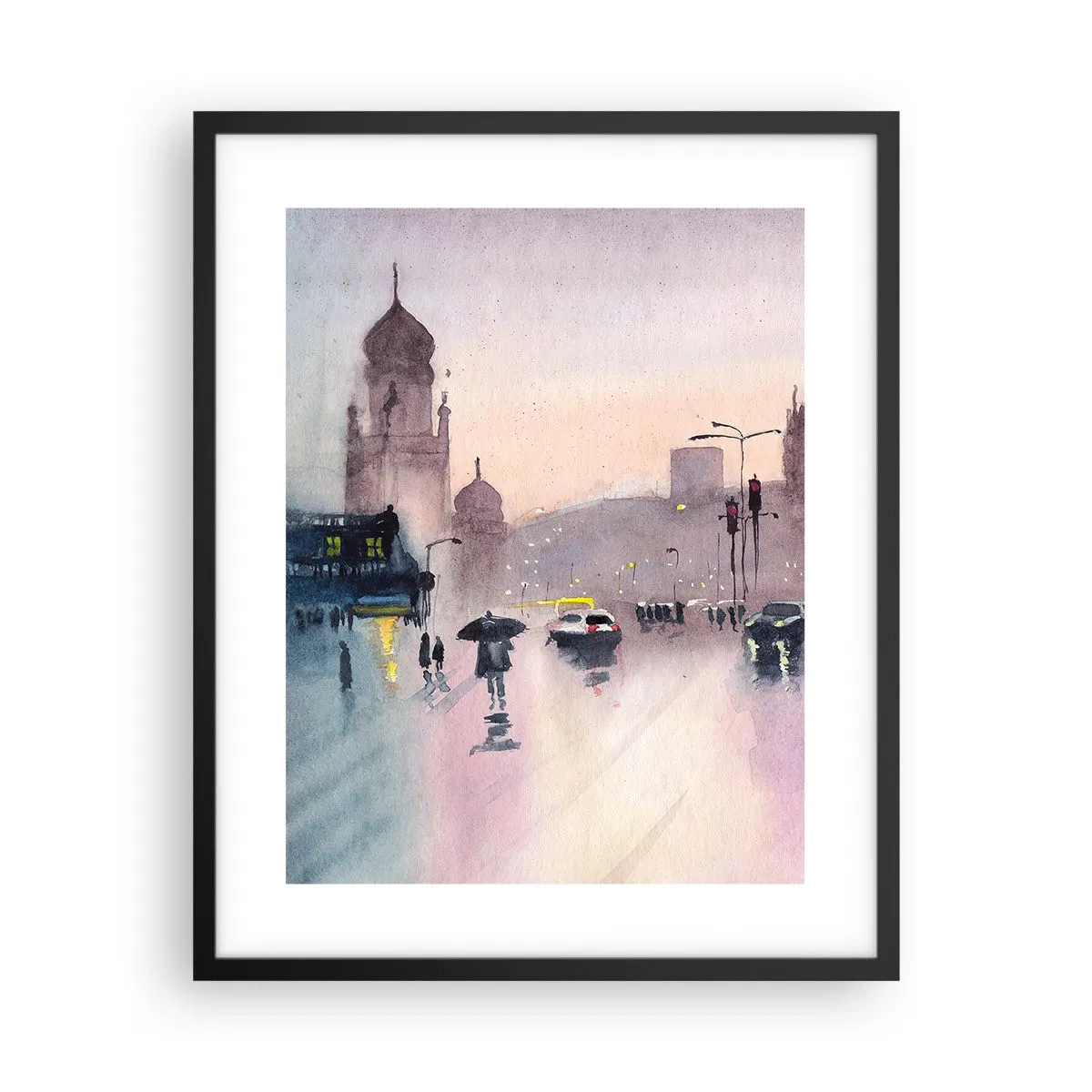 Affiche dans un cadre noir - Poster - Dans une brume pluvieuse - 40x50 cm