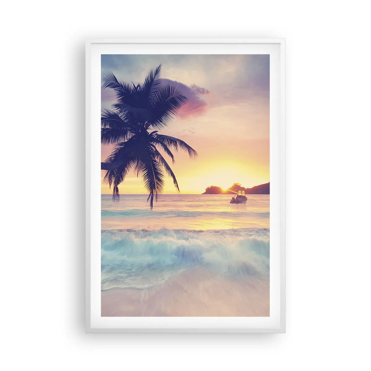 Affiche dans un cadre blanc - Poster - Une soirée à la baie - 61x91 cm