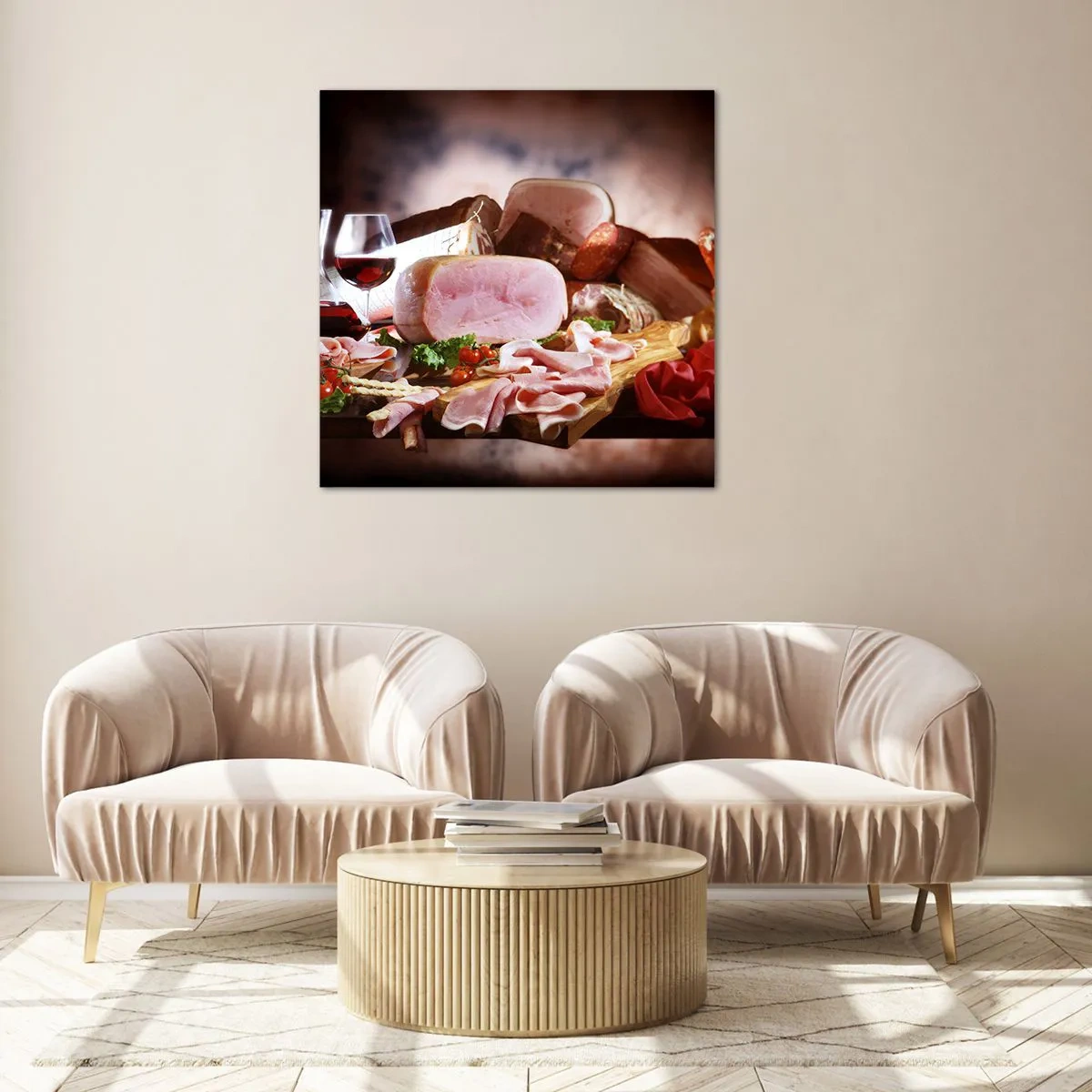 Impression sur verre - Image sur verre - Un rêve culinaire avec une carafe - 70x70 cm