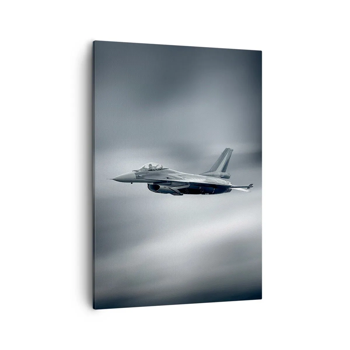 Impression sur toile - Image sur toile - Un avion de chasse en vol contre un ciel nuageux - 50x70cm - Acceptez-vous le défi? - Décoration murale moderne pour le salon et la chambre ARTTOR