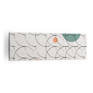 Impression sur toile - Image sur toile - Motif géométrique avec des cercles colorés sur un fond clair - 160x50cm - Dans l'esprit pop art - Décoration murale moderne pour le salon et la chambre ARTTOR