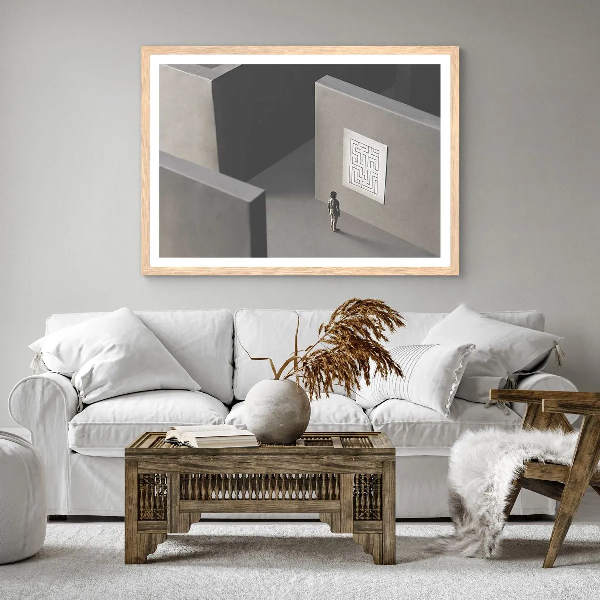 Affiche dans un chêne clair - Poster - Mais où suis-je? - 50x40 cm