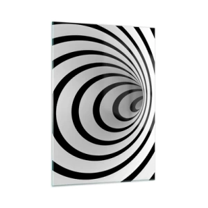 Impression sur verre - Image sur verre - Motif en spirale abstrait en noir et blanc - 50x70cm - Tu ne peux pas y résister aussi ? - Décoration murale moderne pour le salon et la chambre ARTTOR
