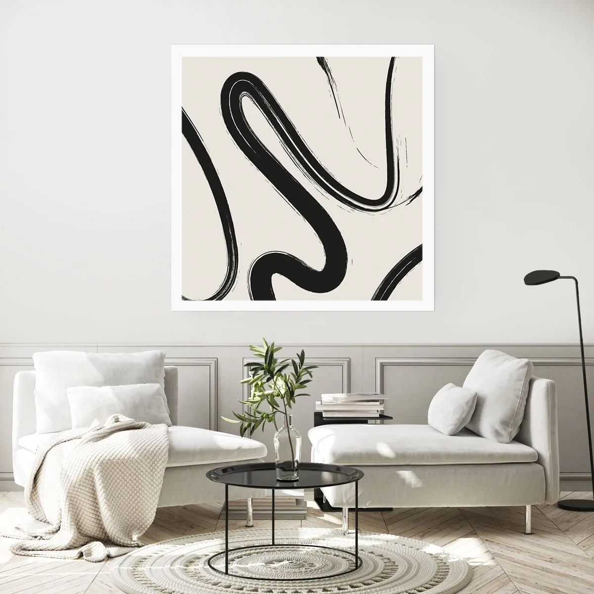 Affiche - Poster - Fantaisie en noir et blanc - 60x60 cm