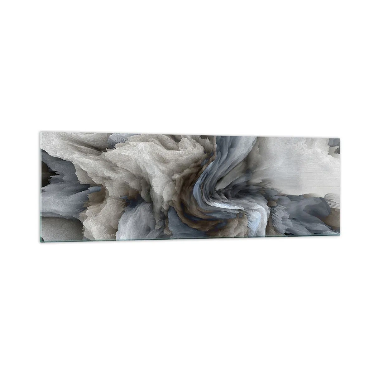 Impression sur verre - Image sur verre - Tourbillon abstrait dans les tons de gris et de bleu - 160x50cm - Pierre et fleur - Décoration murale moderne pour le salon et la chambre ARTTOR