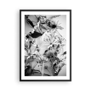 Affiche dans un cadre noir - Poster - Fleurs noires et blanches disposées dans un arrangement artistique - 50x70cm - Non-un bouquet de fleurs - Décoration murale moderne pour le salon et la chambre ARTTOR