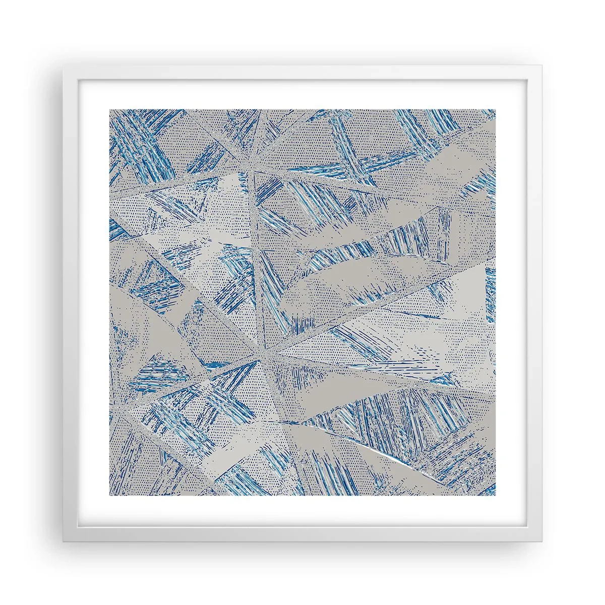 Affiche dans un cadre blanc - Poster - Dans un labyrinthe bleu-gris - 50x50 cm