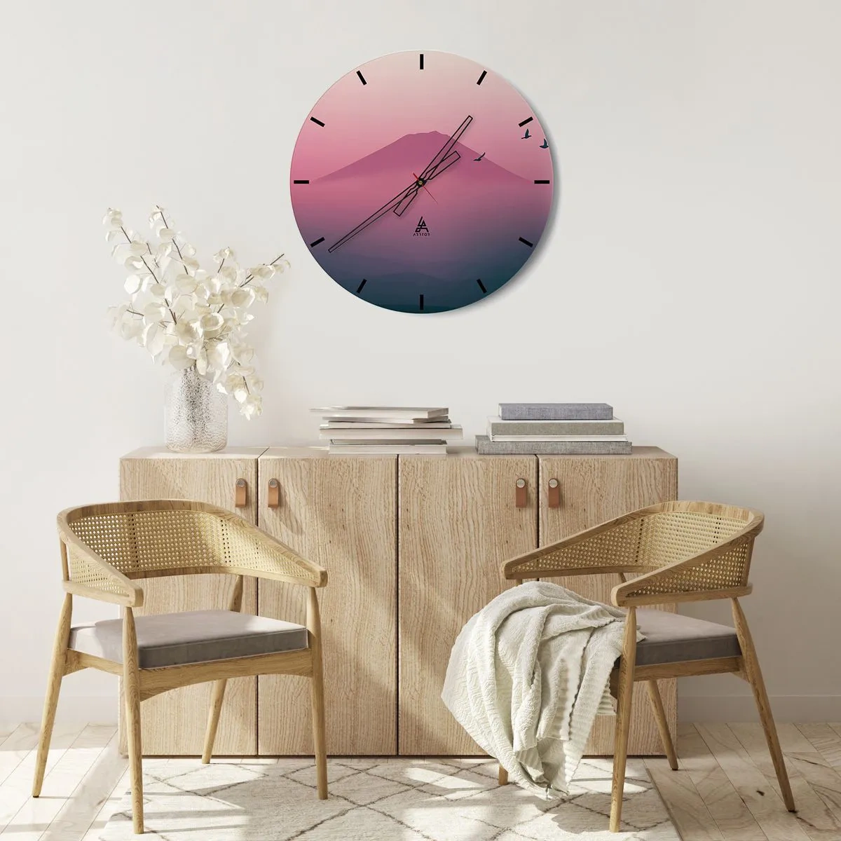 Horloge murale - Pendule murale - Des pèlerins au dessus des nuages - 40x40 cm
