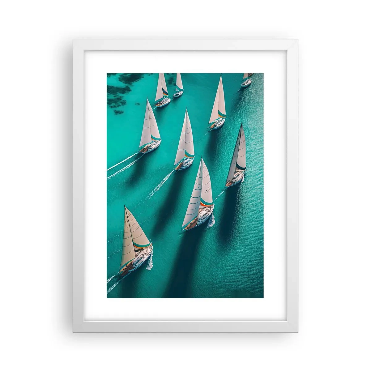 Affiche dans un cadre blanc - Poster - Dans une compétition avec le vent - 30x40 cm
