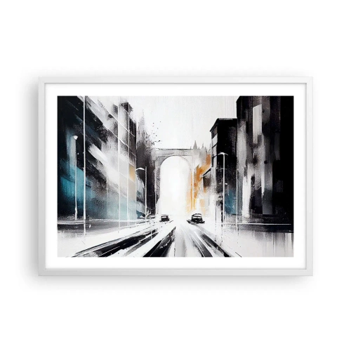 Affiche dans un cadre blanc - Poster - Étude de ville : architecture et mouvement - 70x50 cm