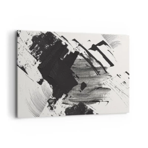 Impression sur toile - Image sur toile - Traits abstraits de noir sur fond blanc - 120x80cm - Abstraction – expression du noir - Décoration murale moderne pour le salon et la chambre ARTTOR