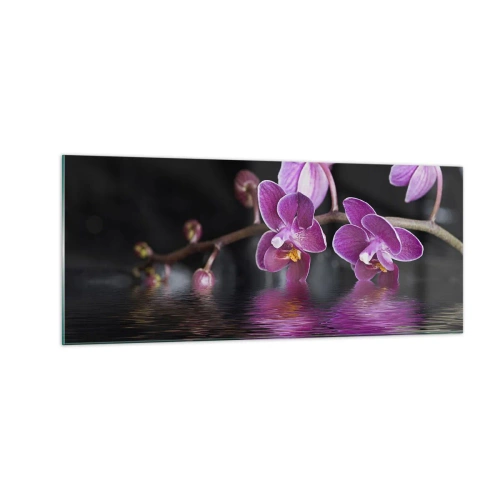 Impression sur verre - Image sur verre - Reflet lilas de la beauté - 100x40 cm