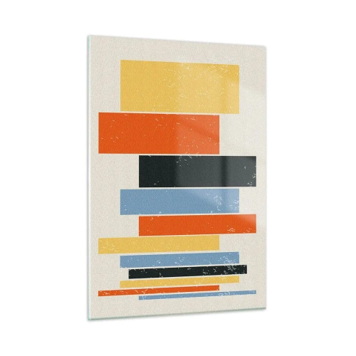 Impression sur verre - Image sur verre - Rayures géométriques dans une composition rythmique sur fond clair - 50x70cm - Notation musicale - Décoration murale moderne pour le salon et la chambre ARTTOR