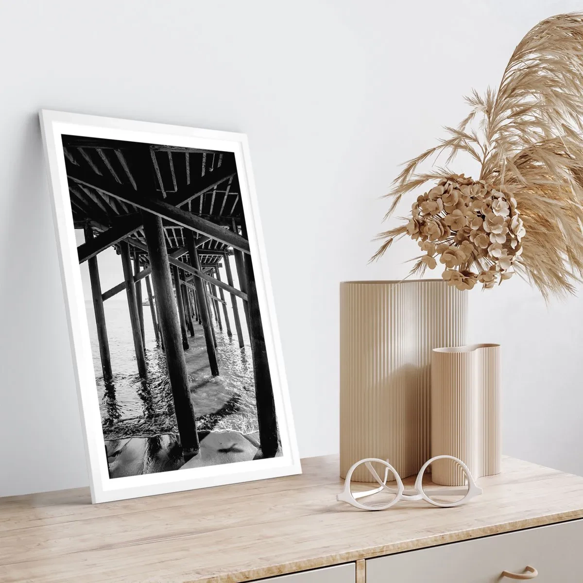 Affiche dans un cadre blanc - Poster - Refuge de plage - 30x40 cm