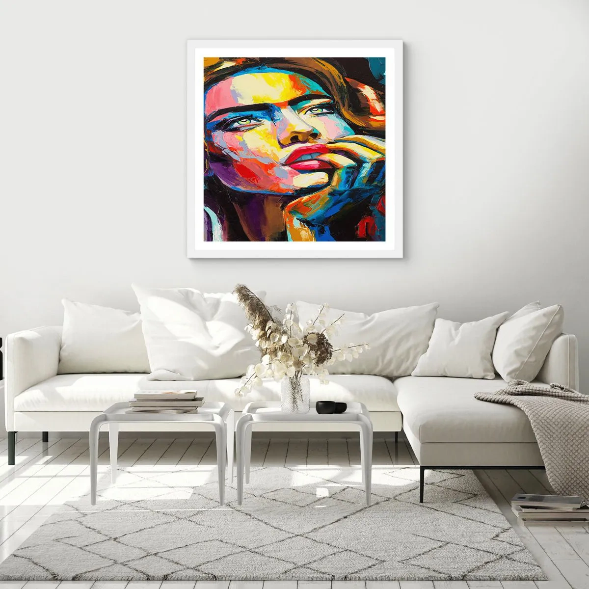 Affiche dans un cadre blanc - Poster - Les rêves volent dans le ciel comme des oiseaux - 30x30 cm