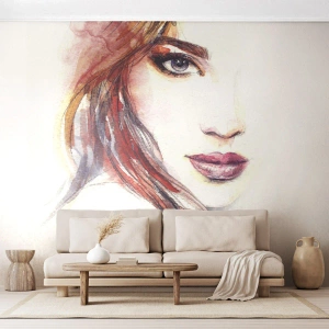 Papier peint sur mesure Premium Sand - Vademecum - suivez-moi - Femme, Portrait d'une femme, Beau visage
