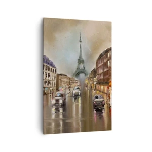 Impression sur toile - Image sur toile - Paysage urbain nocturne de Paris avec vue sur la Tour Eiffel - 80x120cm - Elle seule compte - Décoration murale moderne pour le salon et la chambre ARTTOR