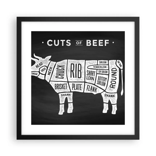 Affiche dans un cadre noir - Poster - L'art de la découpe - 40x40 cm