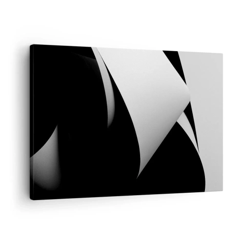 Impression sur toile - Image sur toile - Formes abstraites en noir et blanc avec des contrastes saisissants - 70x50cm - Plans de lumière venus des profondeurs de l'ombre - Décoration murale moderne pour le salon et la chambre ARTTOR