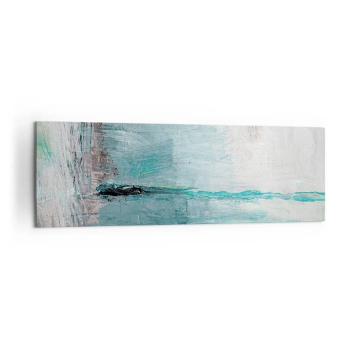 Impression sur toile - Image sur toile - Abstraction dans les tons turquoise et gris - 160x50cm - Horizontalement en bleu - Décoration murale moderne pour le salon et la chambre ARTTOR