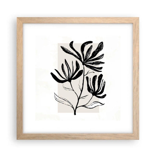 Affiche dans un chêne clair - Poster - Esquisse pour l'herbier - 30x30 cm