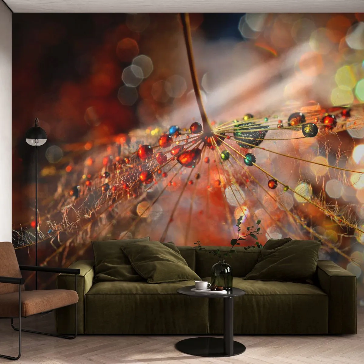 Papier Peint Photo Premium Sand - Enfilé sur un fil d'araignée - Abstraction, toile d'araignée, Morceau - 350x256 cm