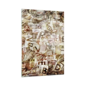 Impression sur verre - Image sur verre - Collage vintage de lettres et de coupures de journaux - 50x70cm - J'unifie le bavardage - Décoration murale moderne pour le salon et la chambre ARTTOR