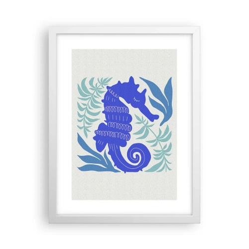 Affiche dans un cadre blanc - Poster - Dans une prairie sous-marine - 30x40 cm