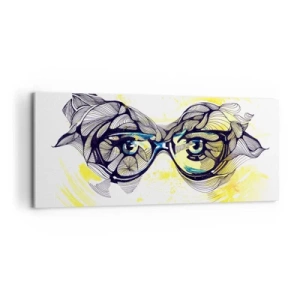 Impression sur toile - Image sur toile - À travers des lunettes bleues - 100x40 cm