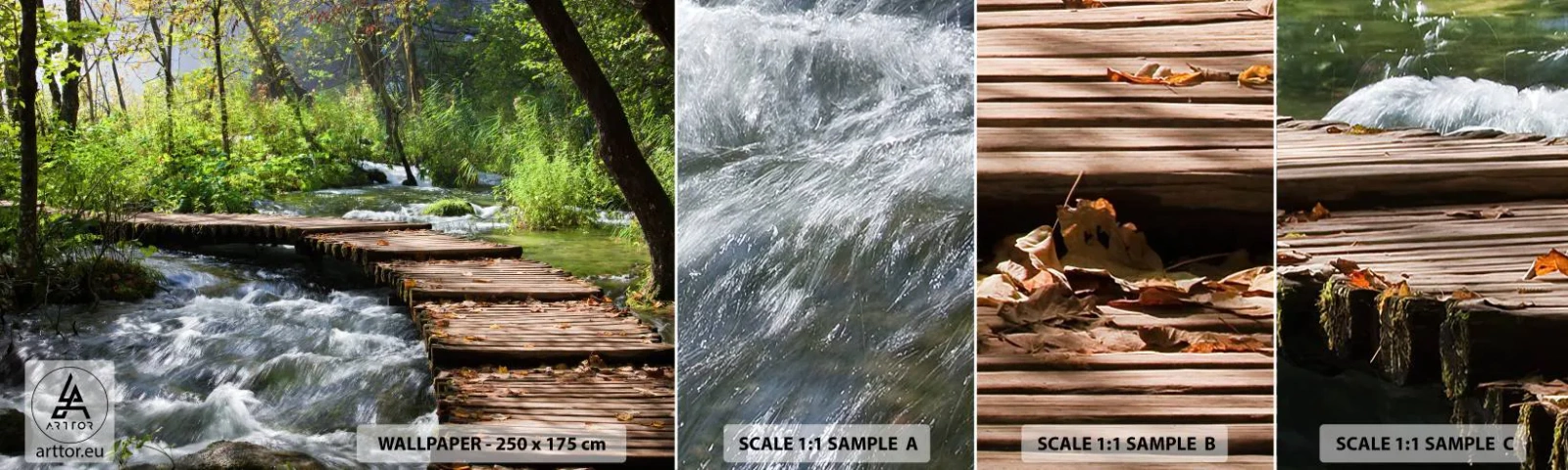 Échantillon De Papier Peint Standard Eco - Au-dessus de la cascade mousseuse - Paysage, Croatie, Nature - 100x30 cm