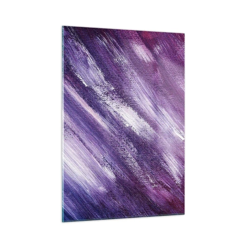 Impression sur verre - Image sur verre - Peinture abstraite dans les tons de violet et de blanc - 50x70cm - Quand le vent ensoleillé souffle - Décoration murale moderne pour le salon et la chambre ARTTOR