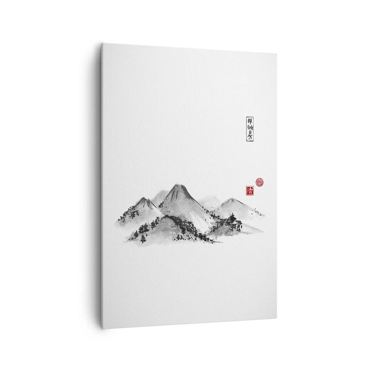 Impression sur toile - Image sur toile - Paysage de montagne traditionnel dans le style de la peinture à l'encre japonaise - 70x100cm - Au-delà de la distance - Décoration murale moderne pour le salon et la chambre ARTTOR