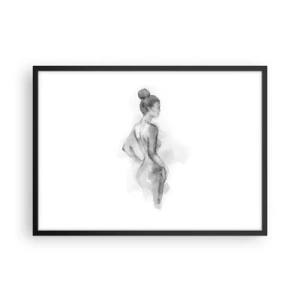 Affiche dans un cadre noir - Poster - Croquis à l'aquarelle d'une silhouette féminine - 70x50cm - Belle comme une peinture - Décoration murale moderne pour le salon et la chambre ARTTOR