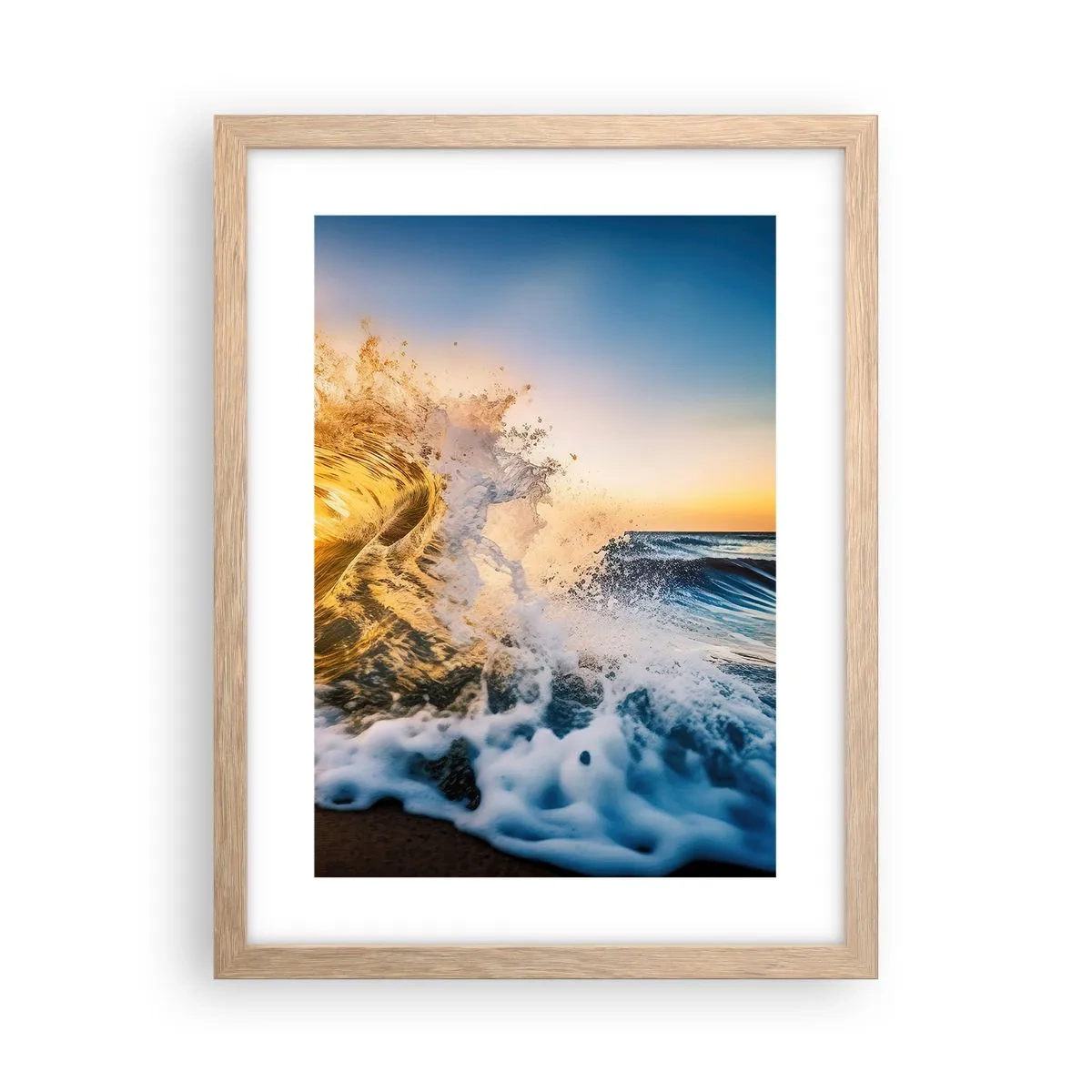 Affiche dans un chêne clair - Poster - S'amuser dans le sable - 30x40 cm