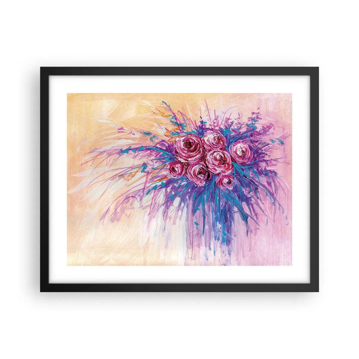 Affiche dans un cadre noir - Poster - Fontaine aux roses - 50x40 cm