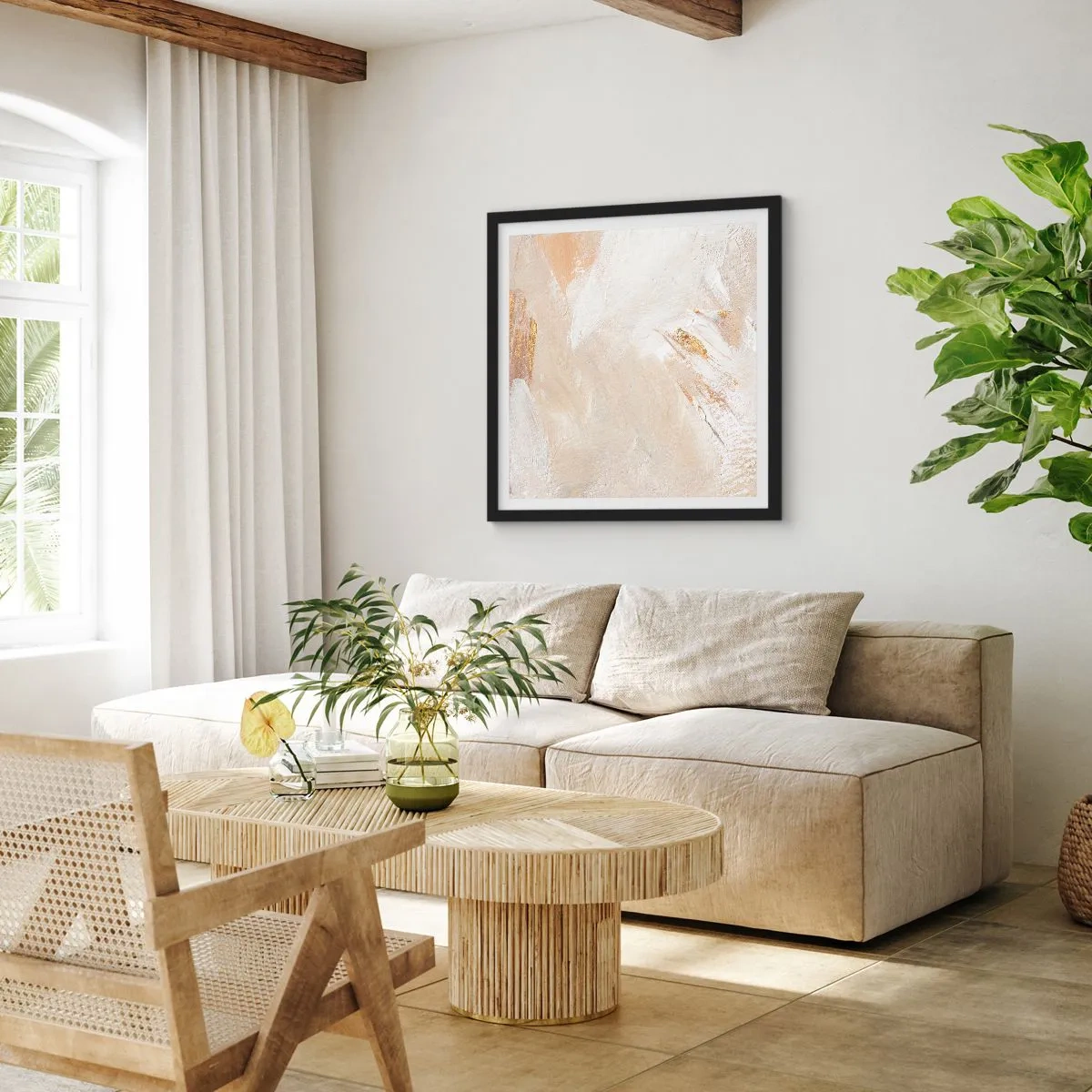 Affiche dans un cadre noir - Poster - Composition pastel - 60x60 cm